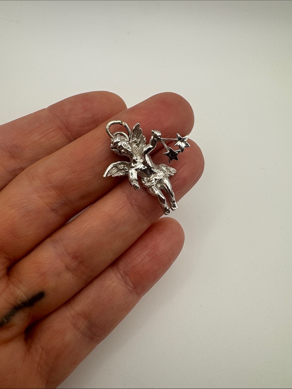 Silver-toned Angel Cherub Pendant Necklace Charm